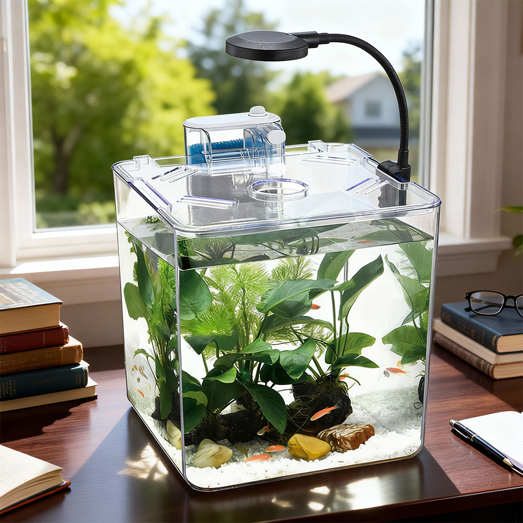 Kit mini aquarium nanbor avec système de filtrage et lampe led – حوض أسماك مع مصباح