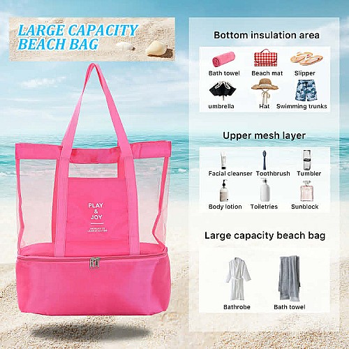 Sac de Plage 2-en-1 Avec Compartiment Isotherme Intégré
