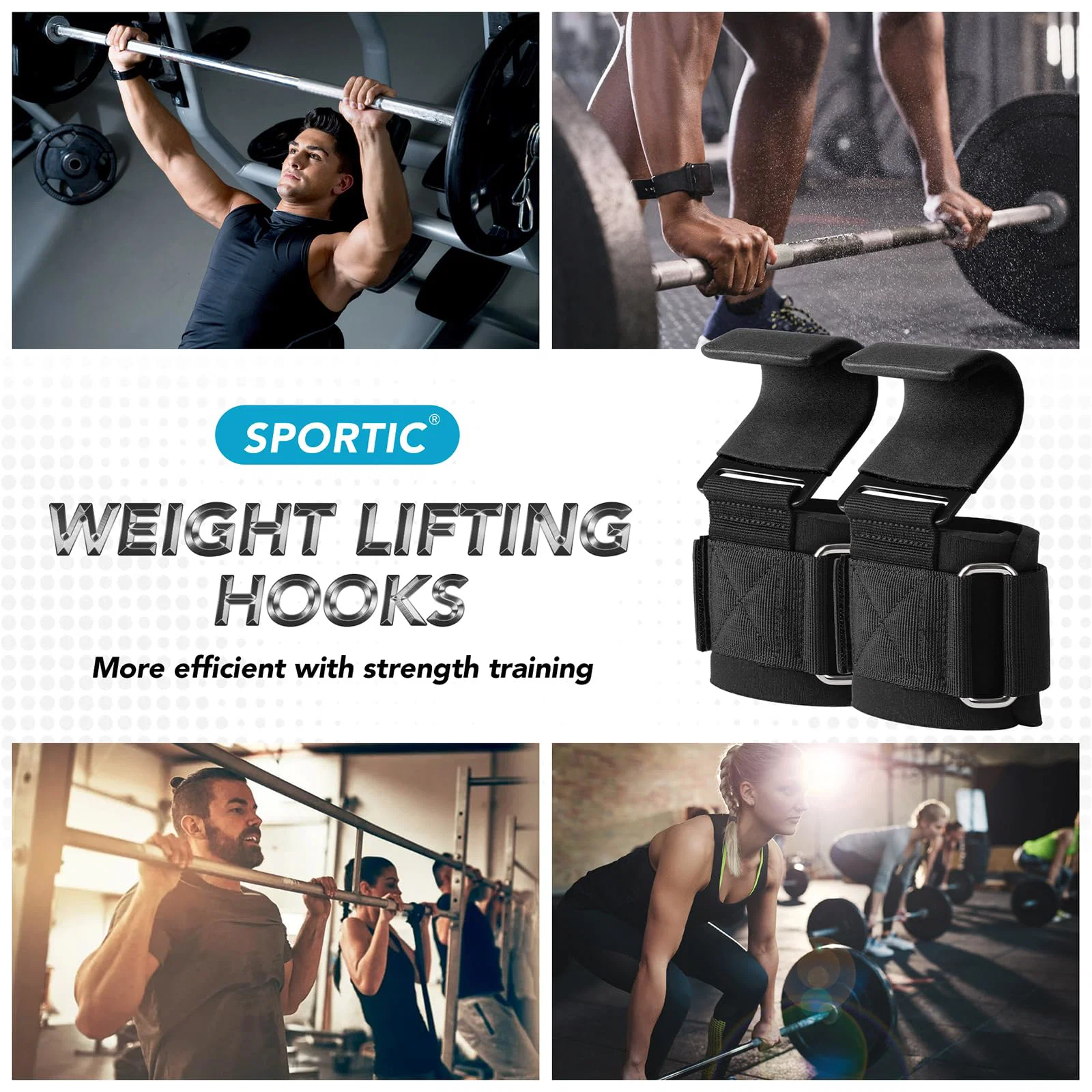 Sangles de Musculation avec Crochets – Lot de 2 Supports de Poignet pour Tractions, Soulevé de Terre & Charges Lourdes