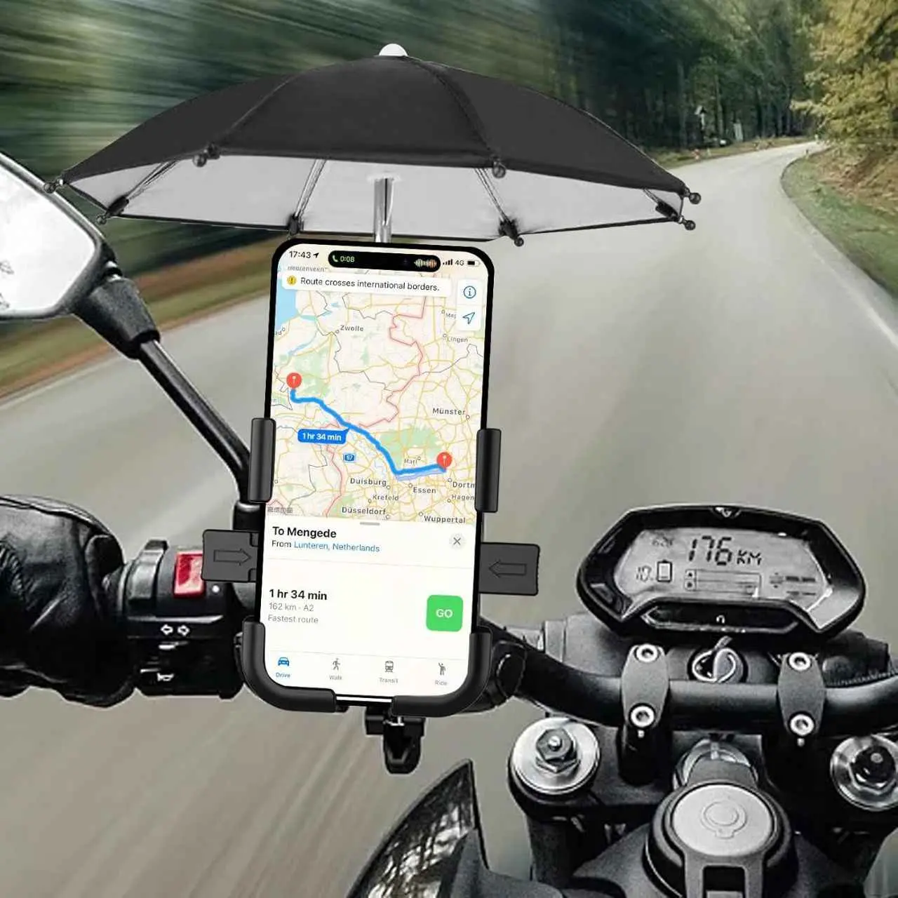 Support Téléphone De Moto Ou Velo Avec Parapluie حامل هاتف للدراجات النارية مع مظلة