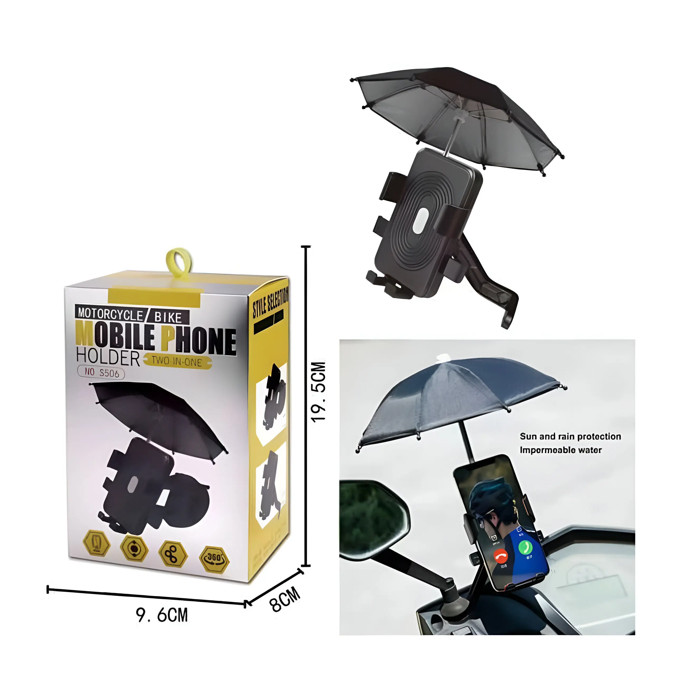 Support Téléphone De Moto Ou Velo Avec Parapluie حامل هاتف للدراجات النارية مع مظلة